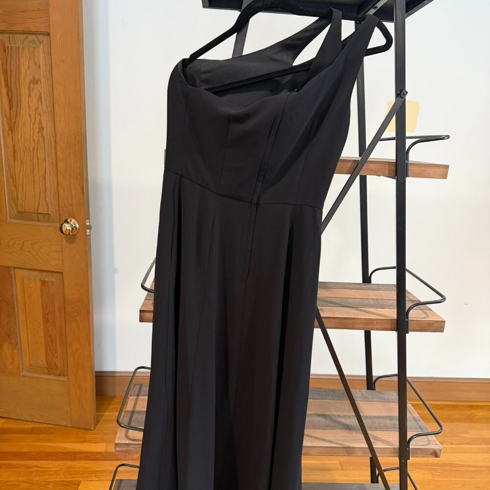 Black One-Shoulder David’s Bridal Studio Dress